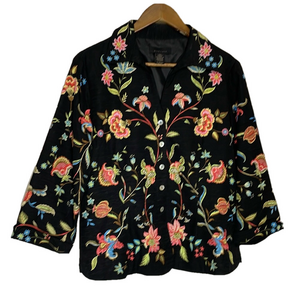 SilkLand black floral blazer sz large